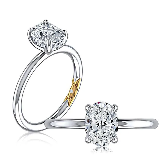 A.Jaffe Engagement Rings Classic Four Prong Solitaire Oval Diamond Engagement Ring with Hidden Halo MECOV2957L/209