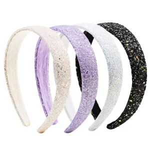 AlamnoFu Glitter Headbands for Girls Wide Sparkly Headbands for Little Girl Hair Accessories Thick Bling Hairband for Children