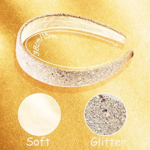 AlamnoFu Glitter Headbands for Girls Wide Sparkly Headbands for Little Girl Hair Accessories Thick Bling Hairband for Children