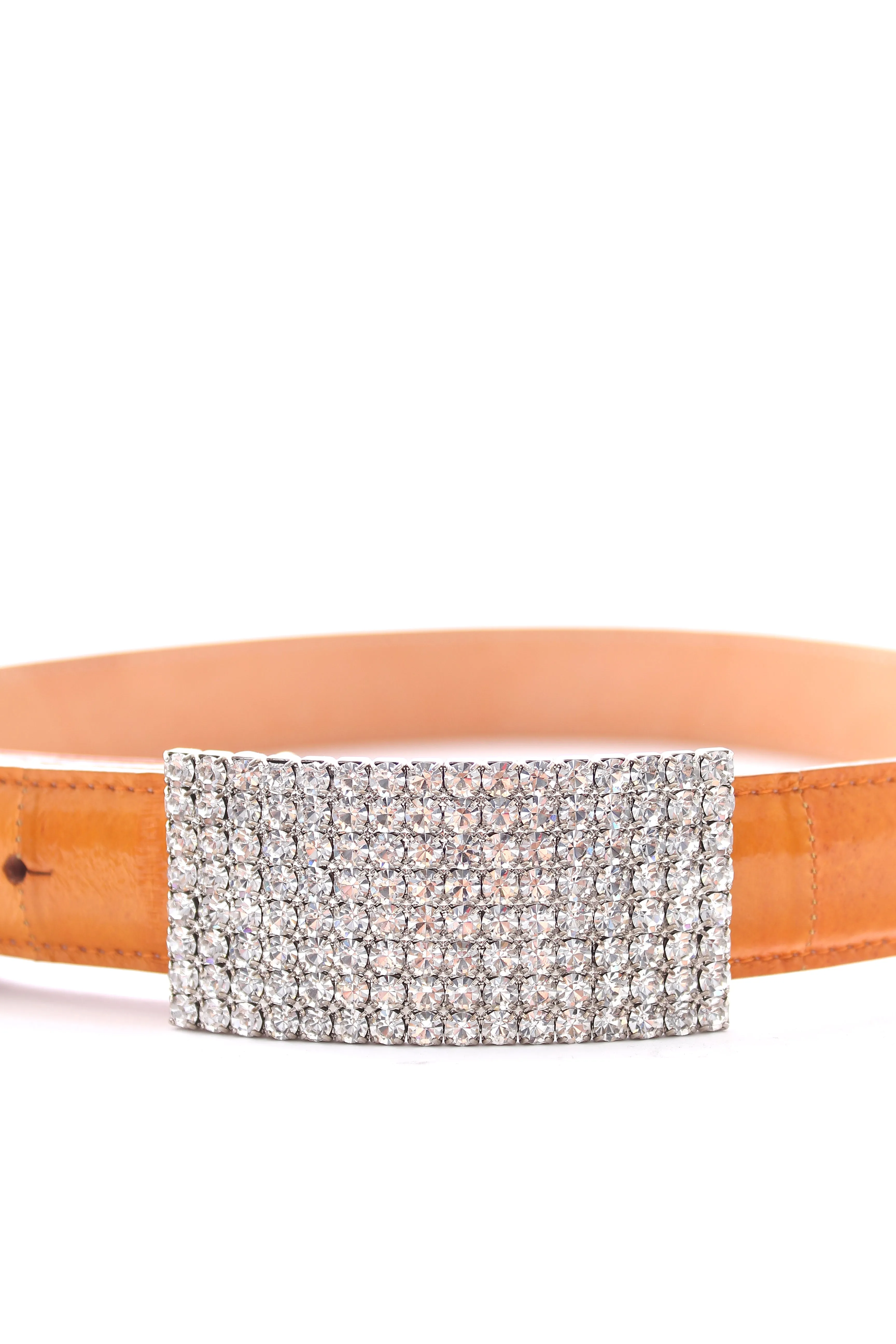 Alessandra Rich Crystal Buckle Leather Belt