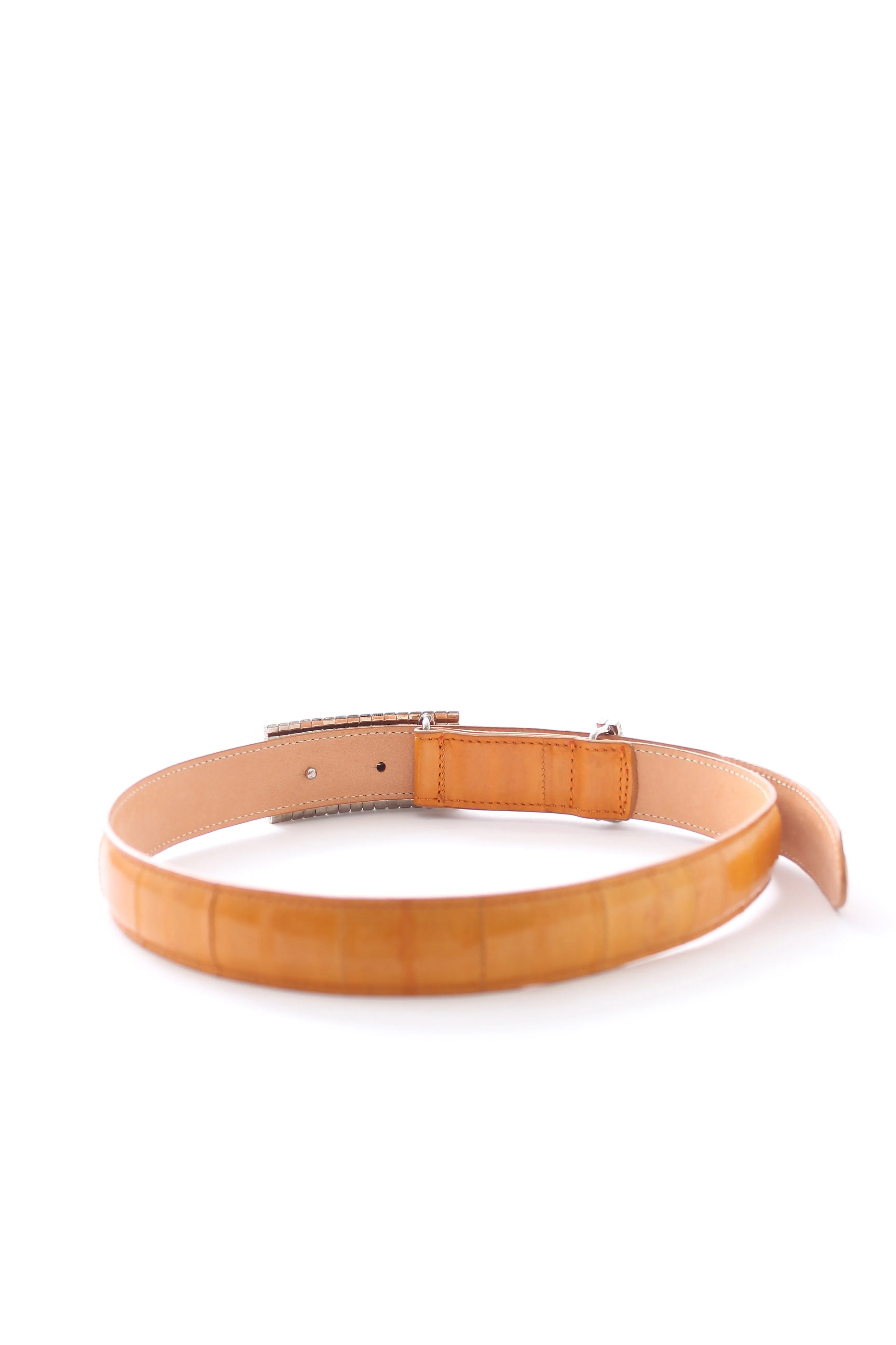 Alessandra Rich Crystal Buckle Leather Belt