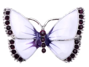 Alilang Painted Enamel Crystal Rhinestone Butterfly Fashion Jewelry Pin Brooch Purple