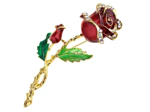 Alilang Womens Belle Red White Purple Violet Rose Flower Enamel Crystal Rhinestone Brooch Pin Golden Tone