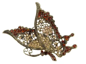 Alilang Women's Shine Swarovski Crystal Elements Butterfly Flying Bug Brooch Pin Red Topaz