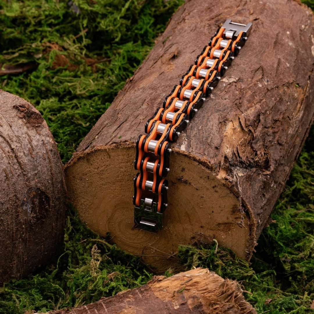 Cycolinks Punk Orange Mens Bike Chain Bracelet Honored Composites