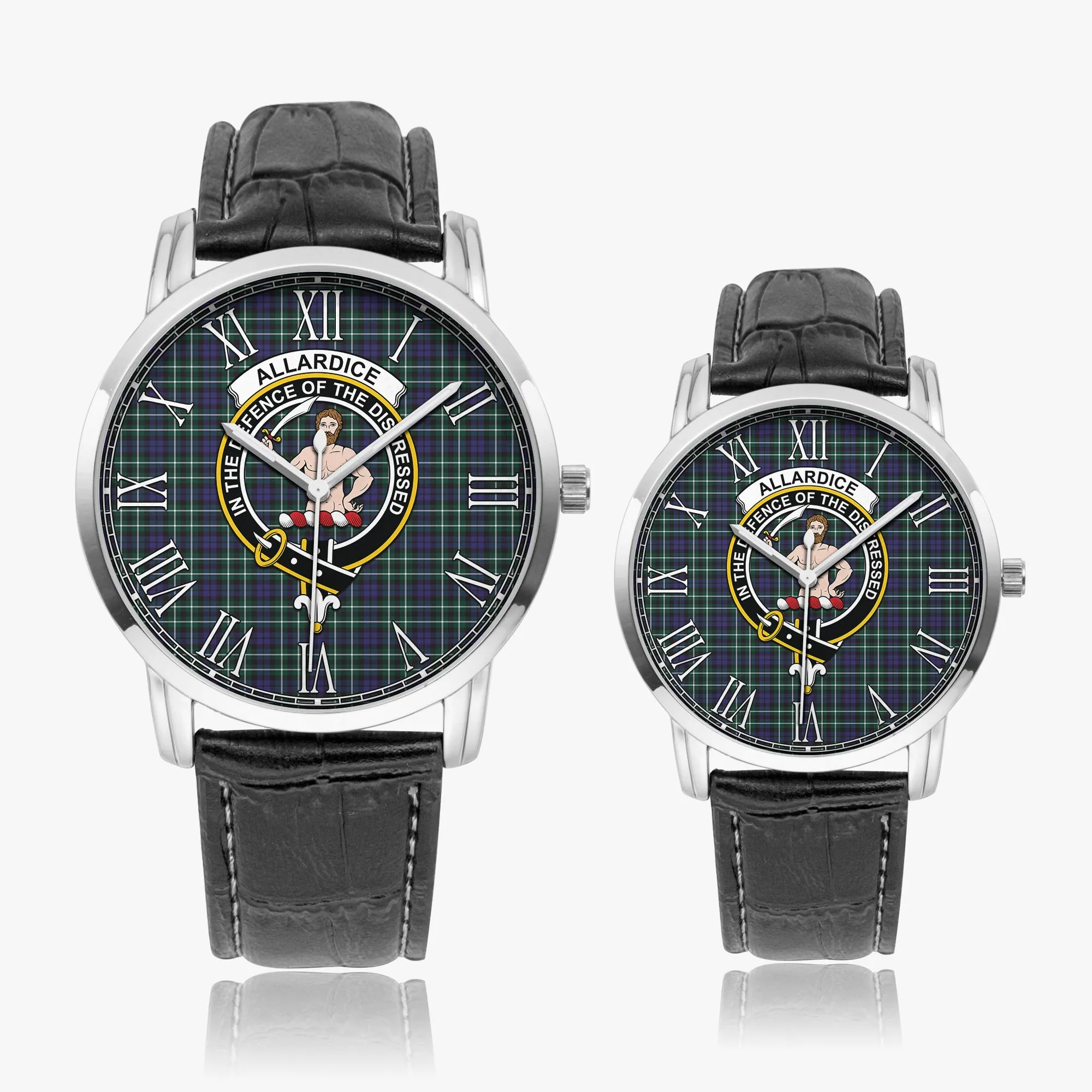 Allardice Tartan Family Crest Leather Strap Quartz Watch