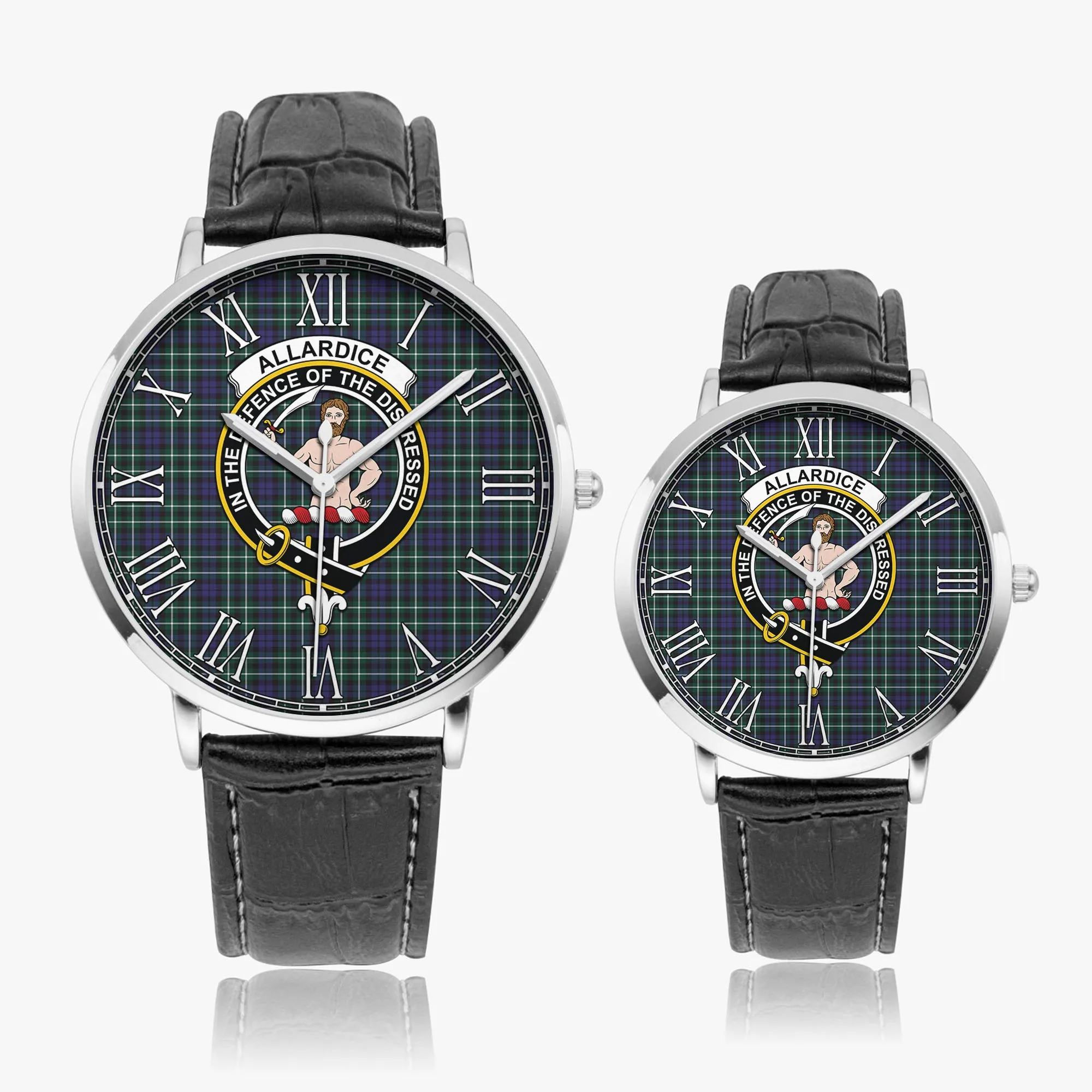 Allardice Tartan Family Crest Leather Strap Quartz Watch