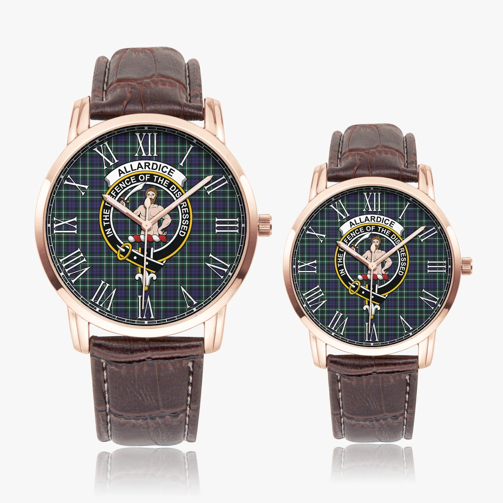 Allardice Tartan Family Crest Leather Strap Quartz Watch