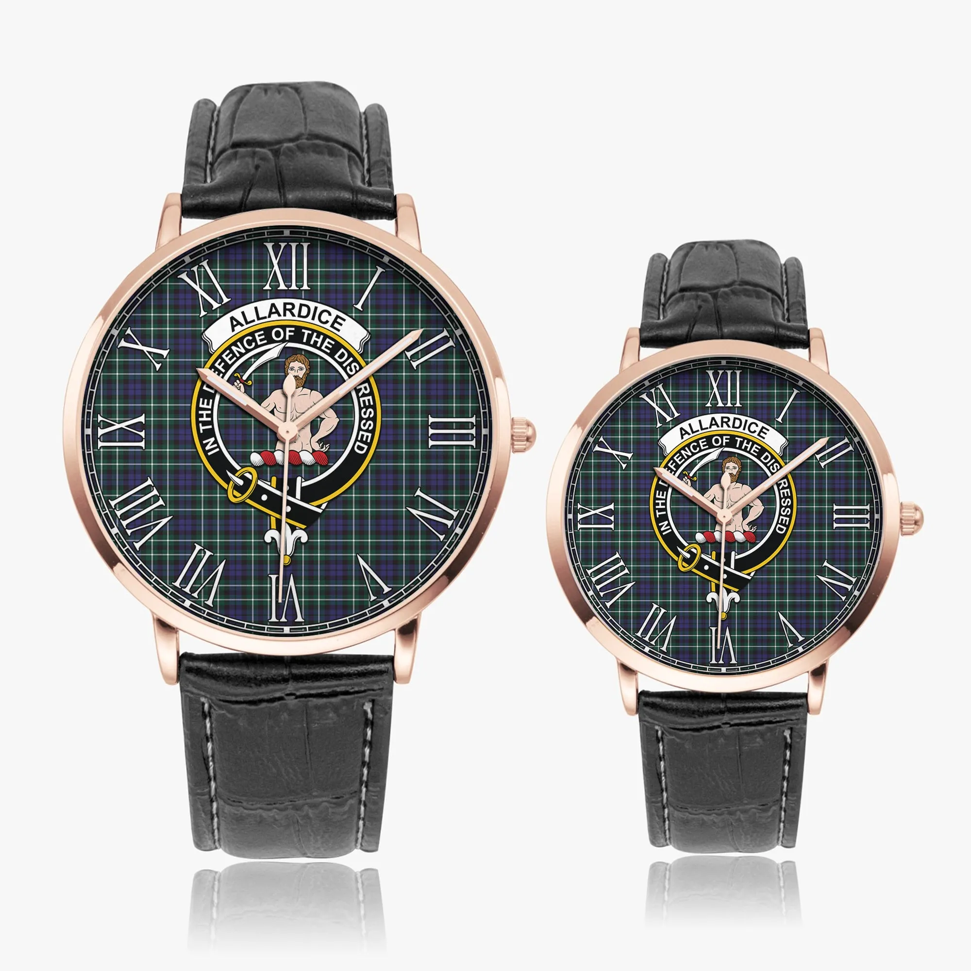 Allardice Tartan Family Crest Leather Strap Quartz Watch