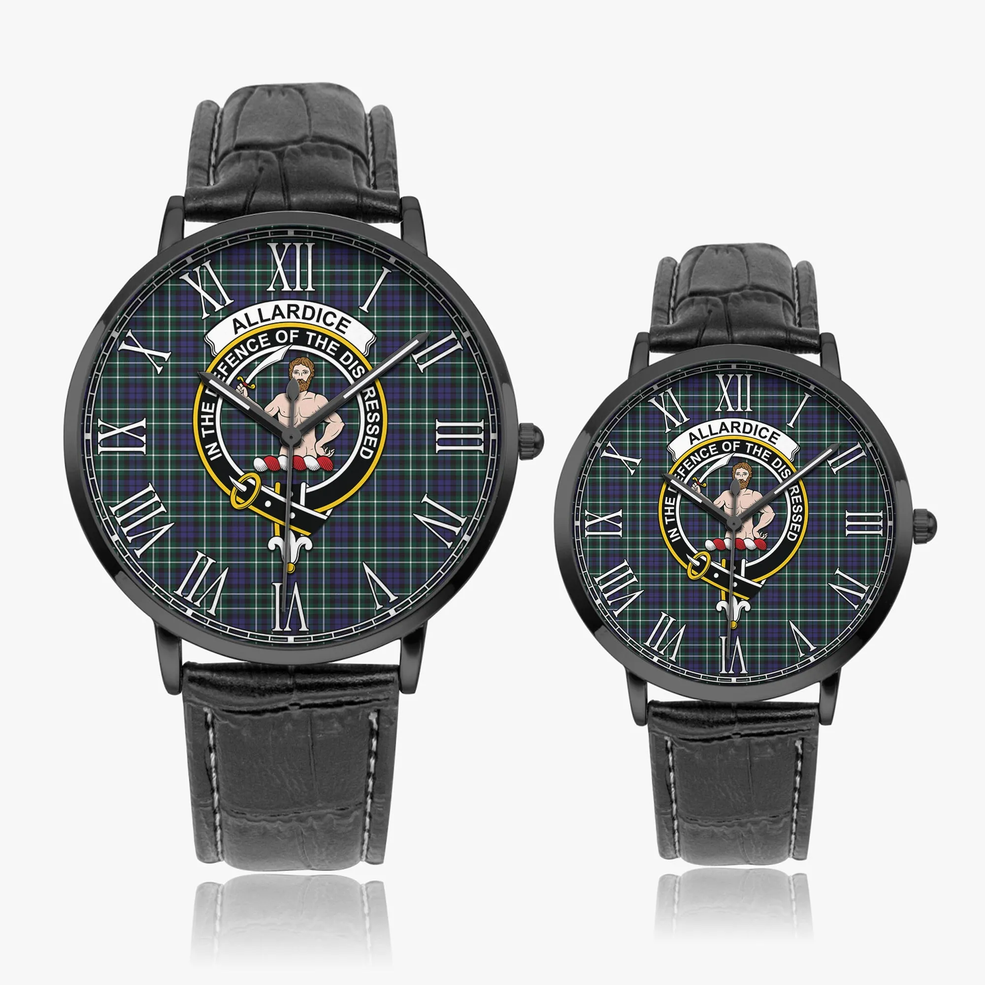 Allardice Tartan Family Crest Leather Strap Quartz Watch