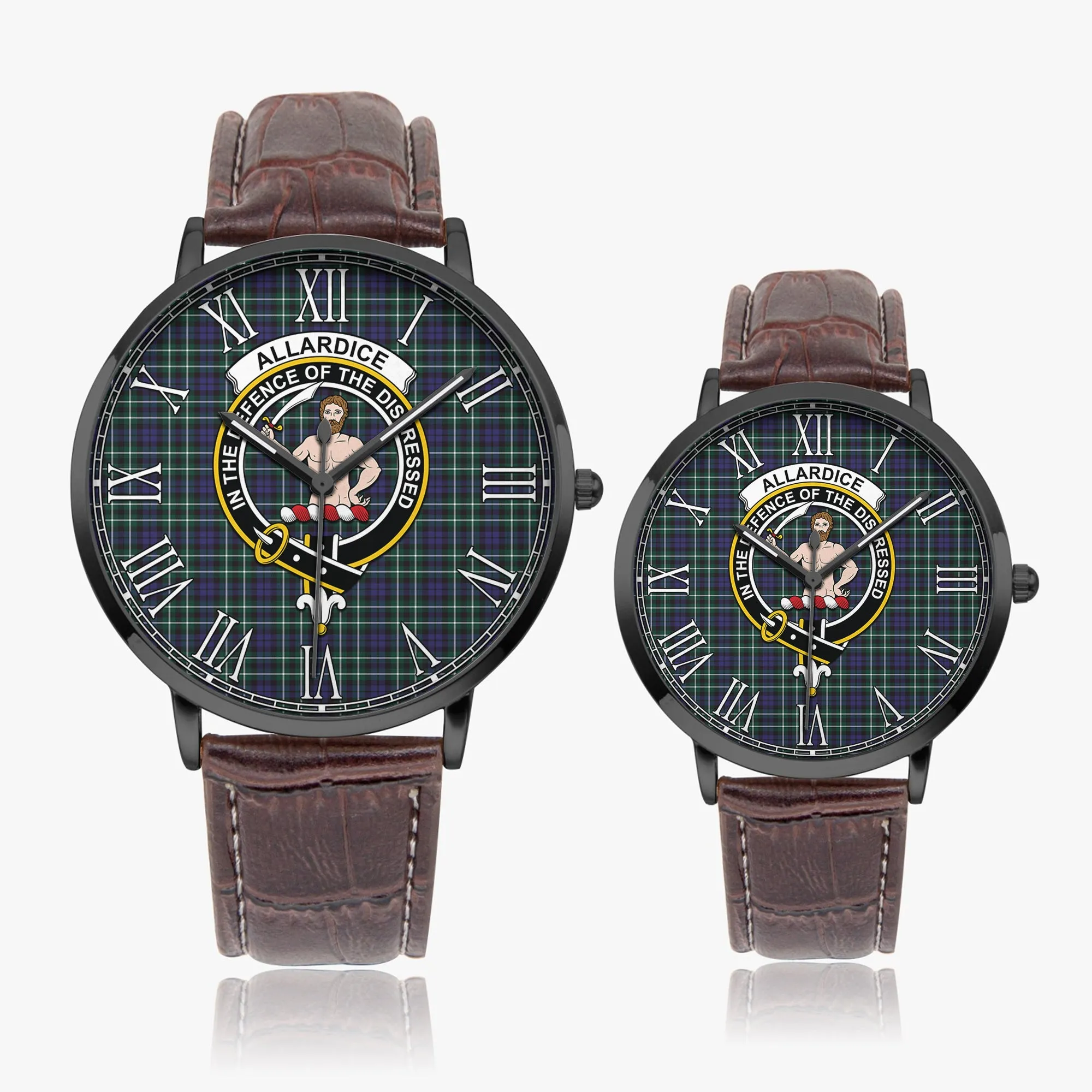 Allardice Tartan Family Crest Leather Strap Quartz Watch