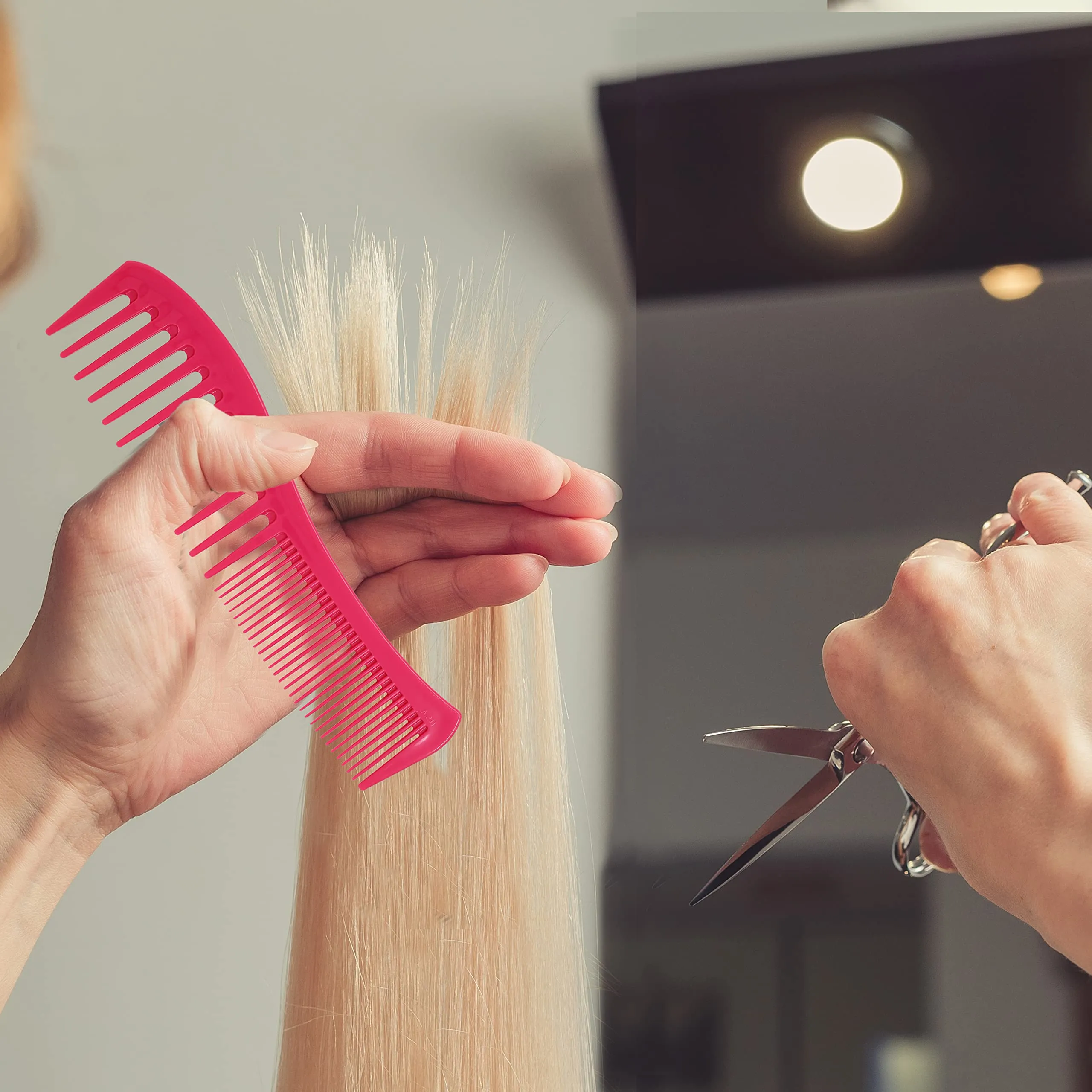 Allegro Combs 1001 Wide Tooth Teasing Shampoo Hair Combs Space Tooth Barber Curly Wavy Hair Parting Stylist Detangler Wig Combs Flexible Usa 2 Pcs. (Pink)