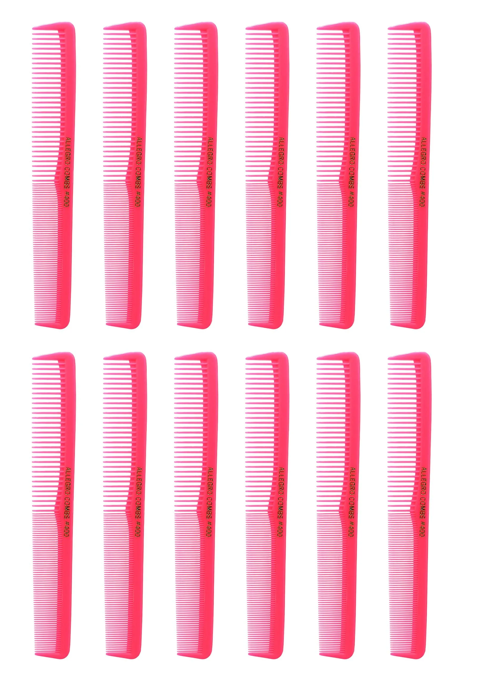 Allegro Combs 400 Barber Combs Cutting Combs All Purpose Combs 12 Pk. (Neon Pink)