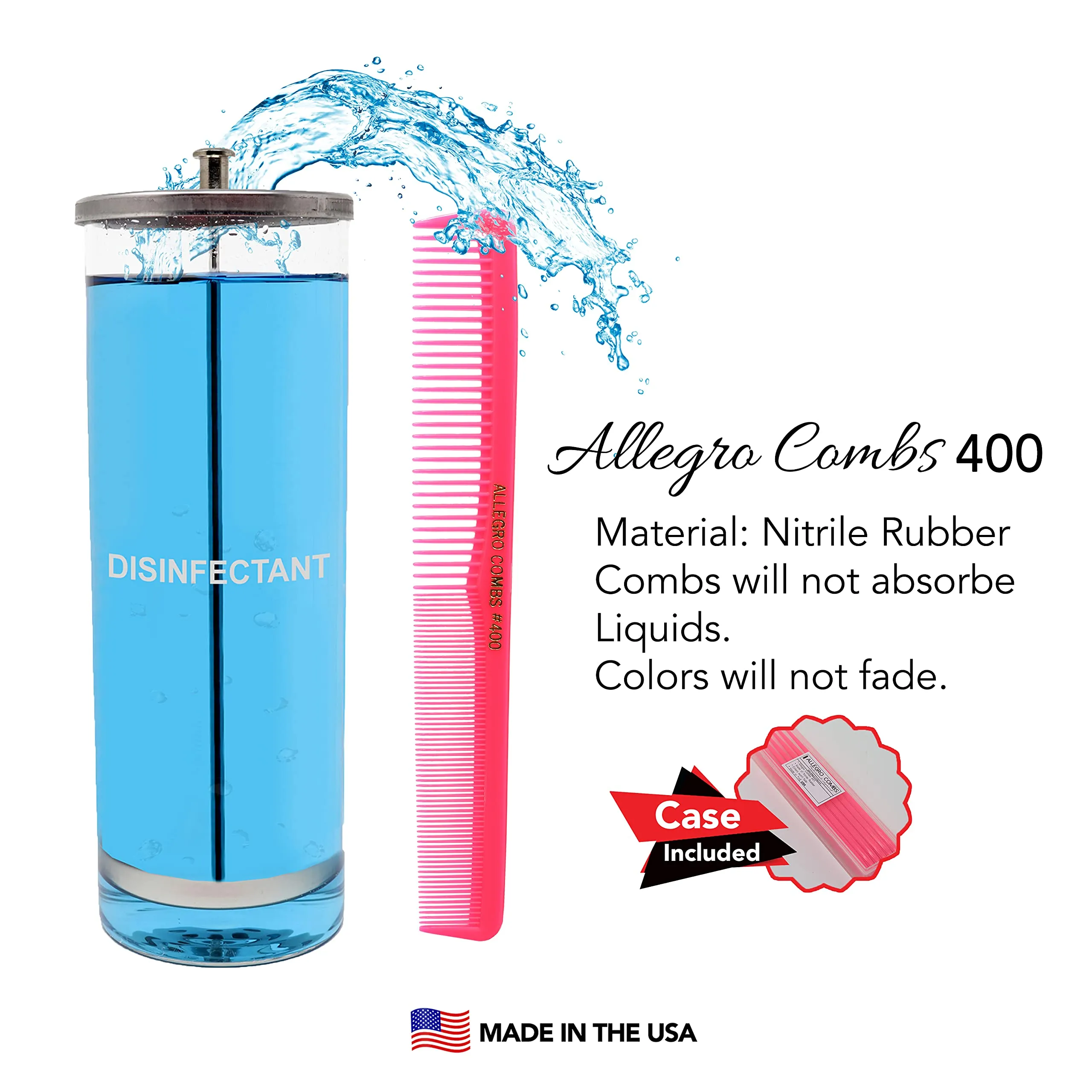 Allegro Combs 400 Barber Combs Cutting Combs All Purpose Combs 12 Pk. (Neon Pink)