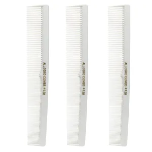 Allegro Combs 420 Hair Stylist Barbers Cutting Combs Beard Comb Mustache Mens Women Toddler Boys Braiding Hair Parting Usa 3 Pc. (White)