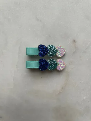 Alligator Clip Set | Trio Hearts Blue