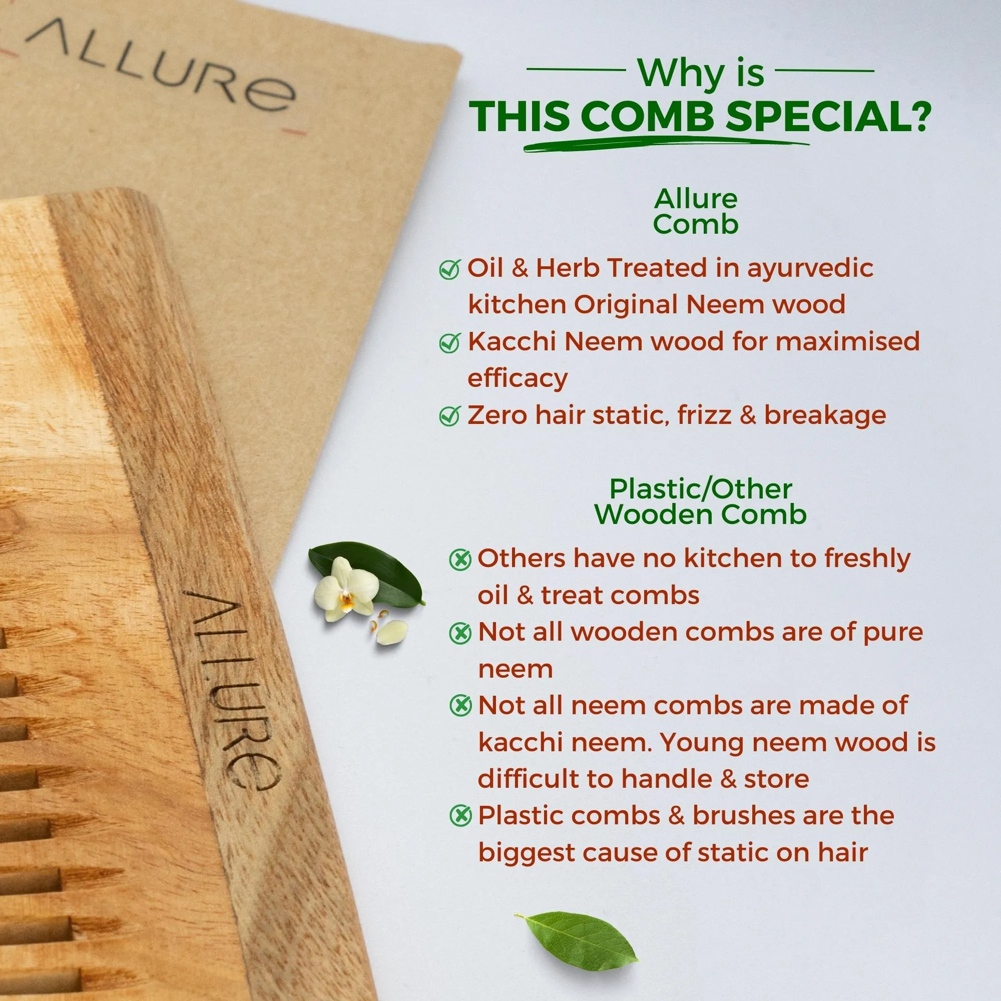 Allure Wooden Neem Comb CB-01 CR-01
