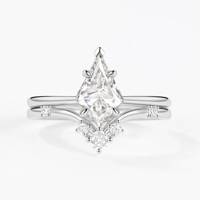 Kite Cut Minimalist Lab Grown Diamond Ring Set 2pcs - Thea Distinctive Shine