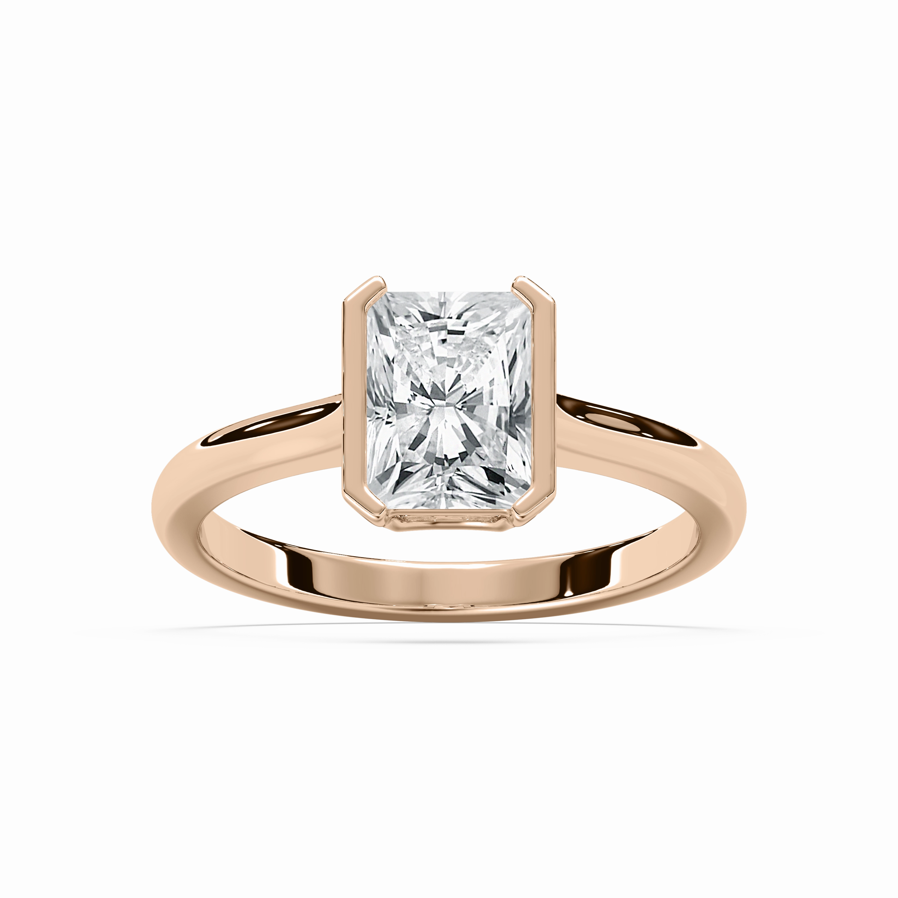 Reyna 2 3?? ctw Radiant Lab Grown Diamond Semi Bezel Solitaire Engagement Ring Metallic Sheen Synthetic Make