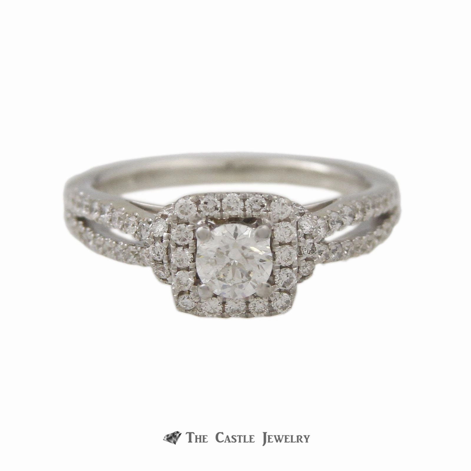 Vera Wang 1cttw Engagement Ring Round Cut Center with Diamond Halo 14K White Gold Daily Gift