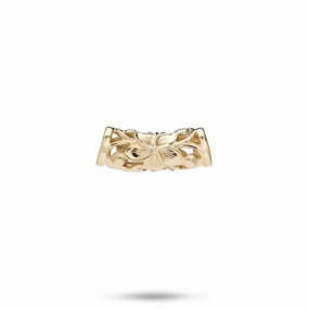 Versatile Craft Chic Choice Hawaiian Heirloom Plumeria Scroll Barrel Pendant in Gold - 7mm