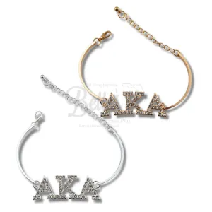 Alpha Kappa Alpha AKA Greek Letters Rhinestone Crystal Bracelet, AKA Bracelet