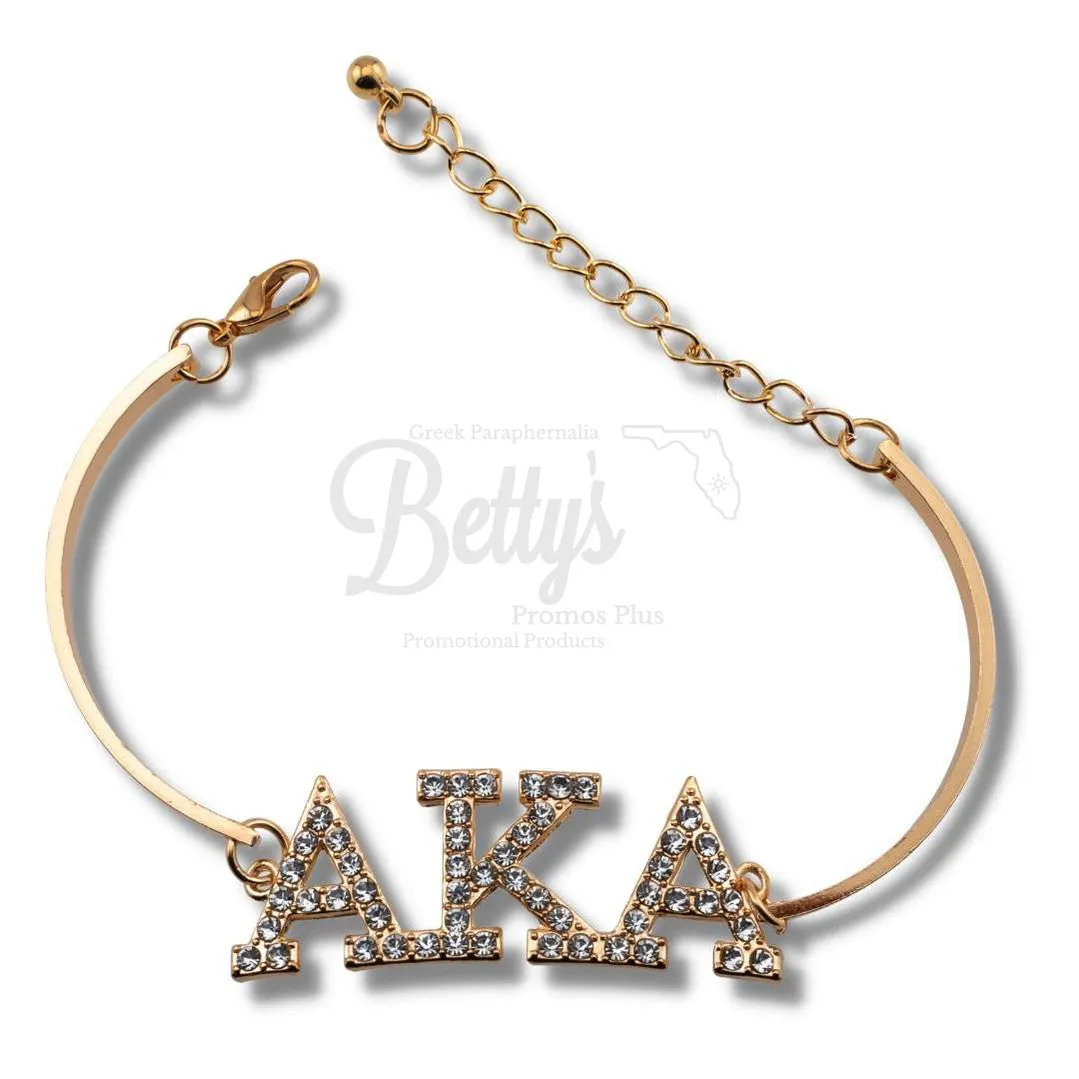 Alpha Kappa Alpha AKA Greek Letters Rhinestone Crystal Bracelet, AKA Bracelet