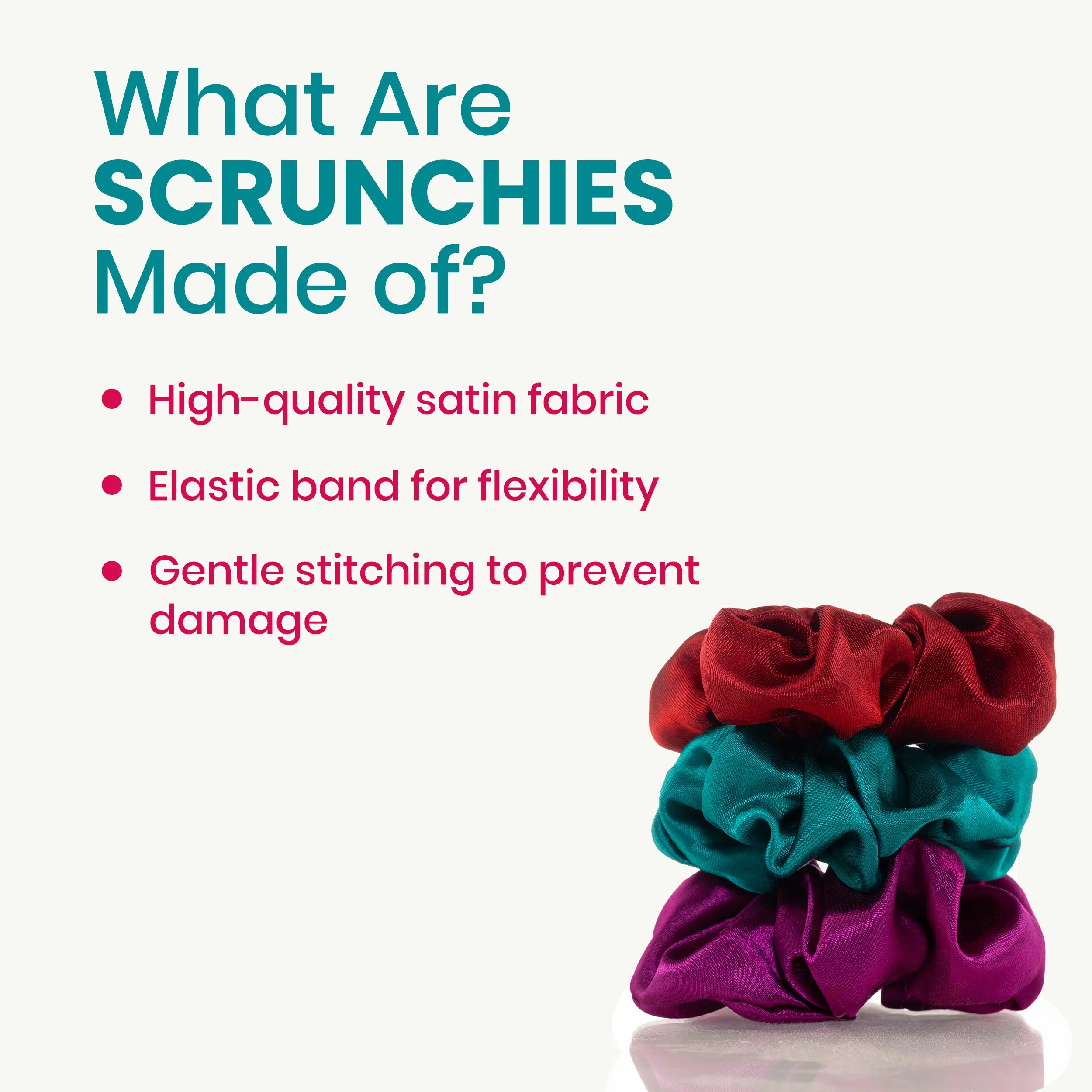Alps Goodness Super Soft Satin Scrunchies (Pack of 3) | Frizz-Free Hair | No Hair Breakage