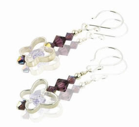 Party Piece Chic Appearance Amethyst Butterfly Dreams Crystal Beaded Earrings