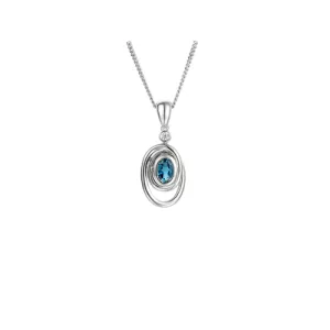 Amore Argento Sterling Silver Blue Topaz & CZ Swirl Pendant