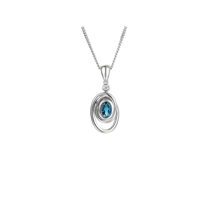 Amore Argento Sterling Silver Blue Topaz & CZ Swirl Pendant