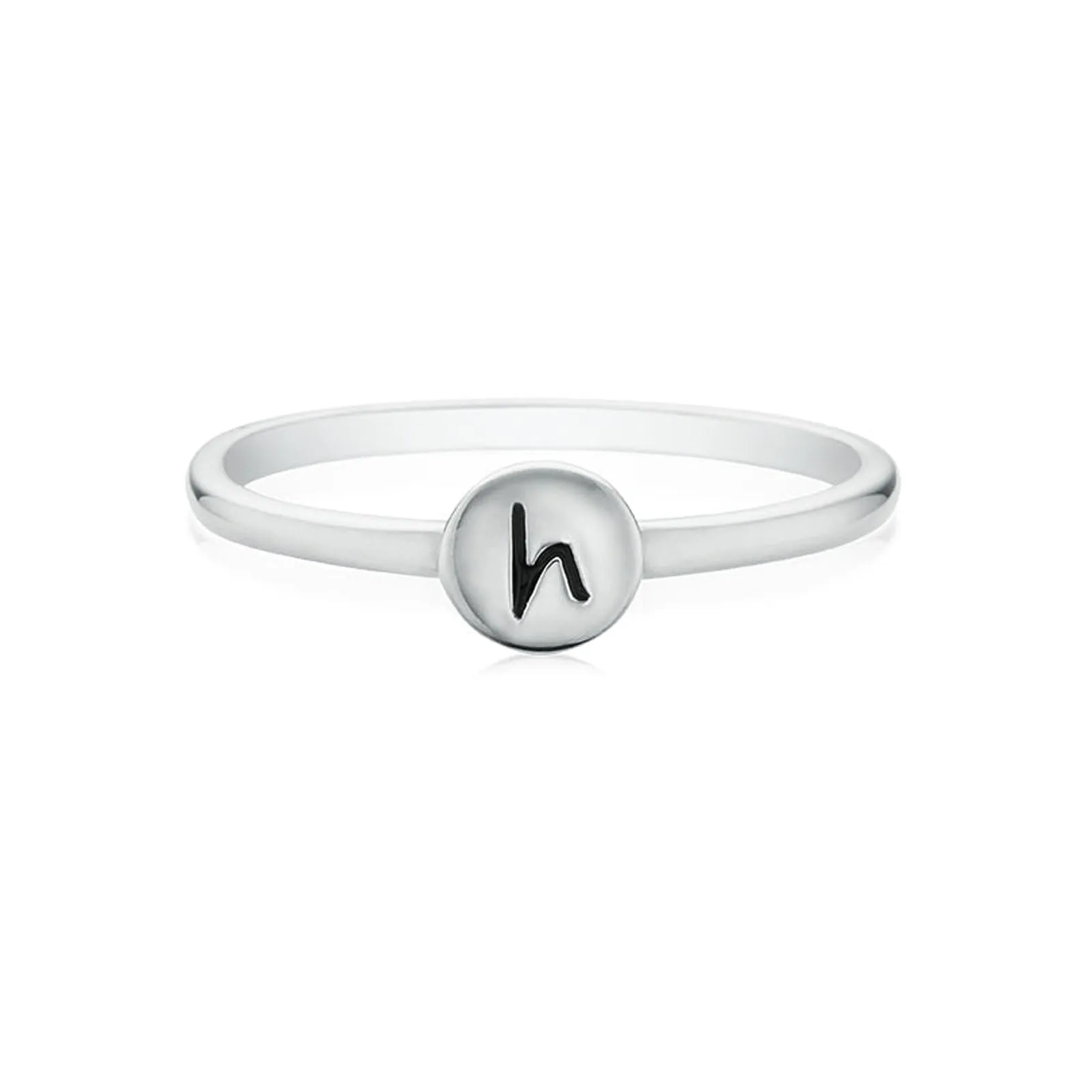 Amorica Sterling Silver Enamel Initials Ring