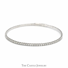1cttw Lab Grown Diamond Flexible Bangle Tennis Bracelet in 14k White Gold Gentle Evolution