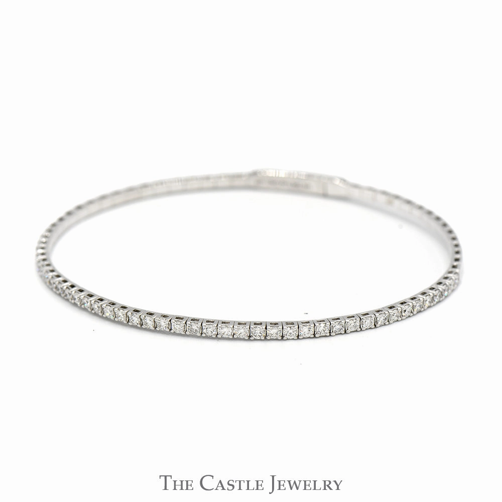 1cttw Lab Grown Diamond Flexible Bangle Tennis Bracelet in 14k White Gold Gentle Evolution