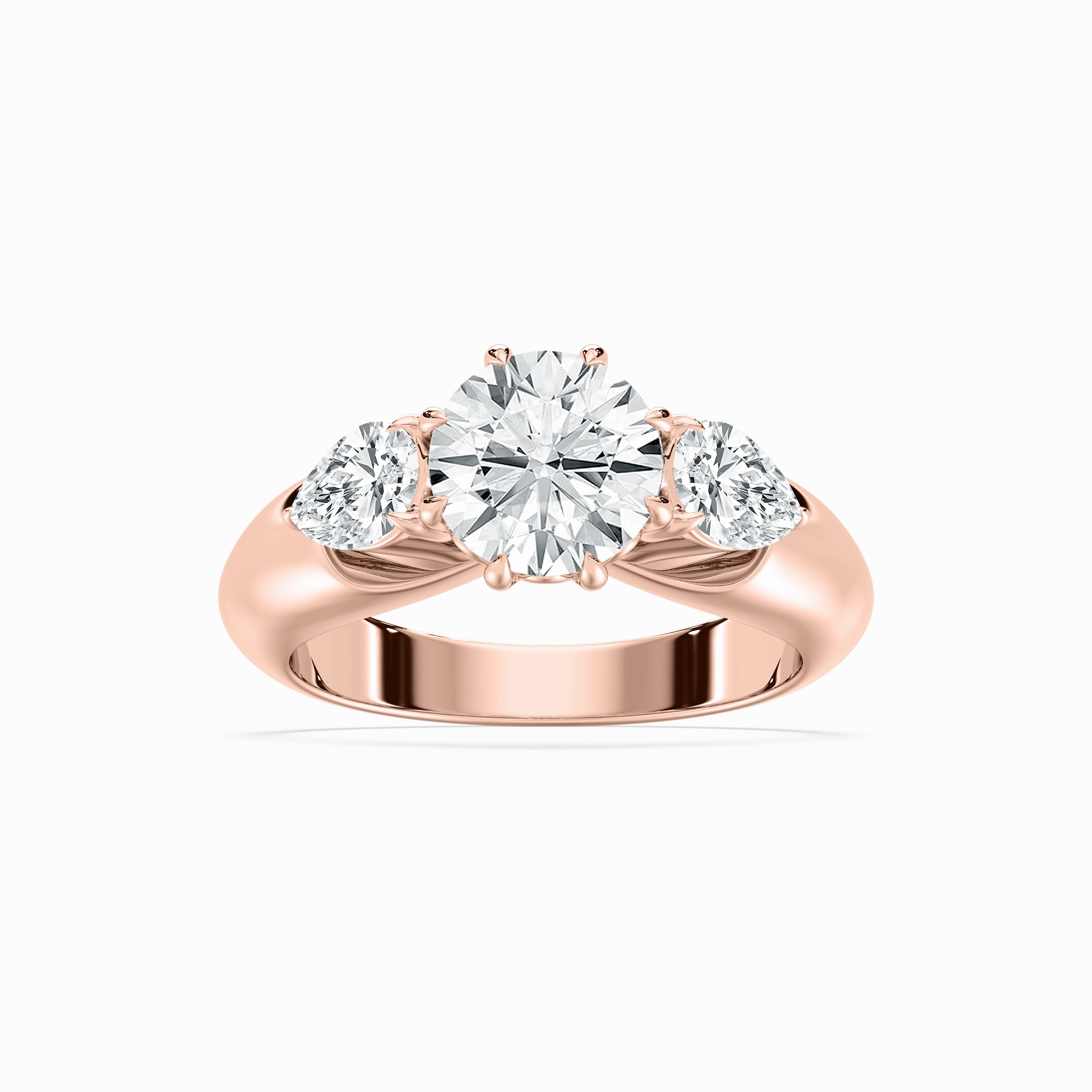 Wonderful Statement Glamorous Statement Anaiah 3 ctw Round Lab Grown Diamond Pear Duo Three Stone Engagement Ring