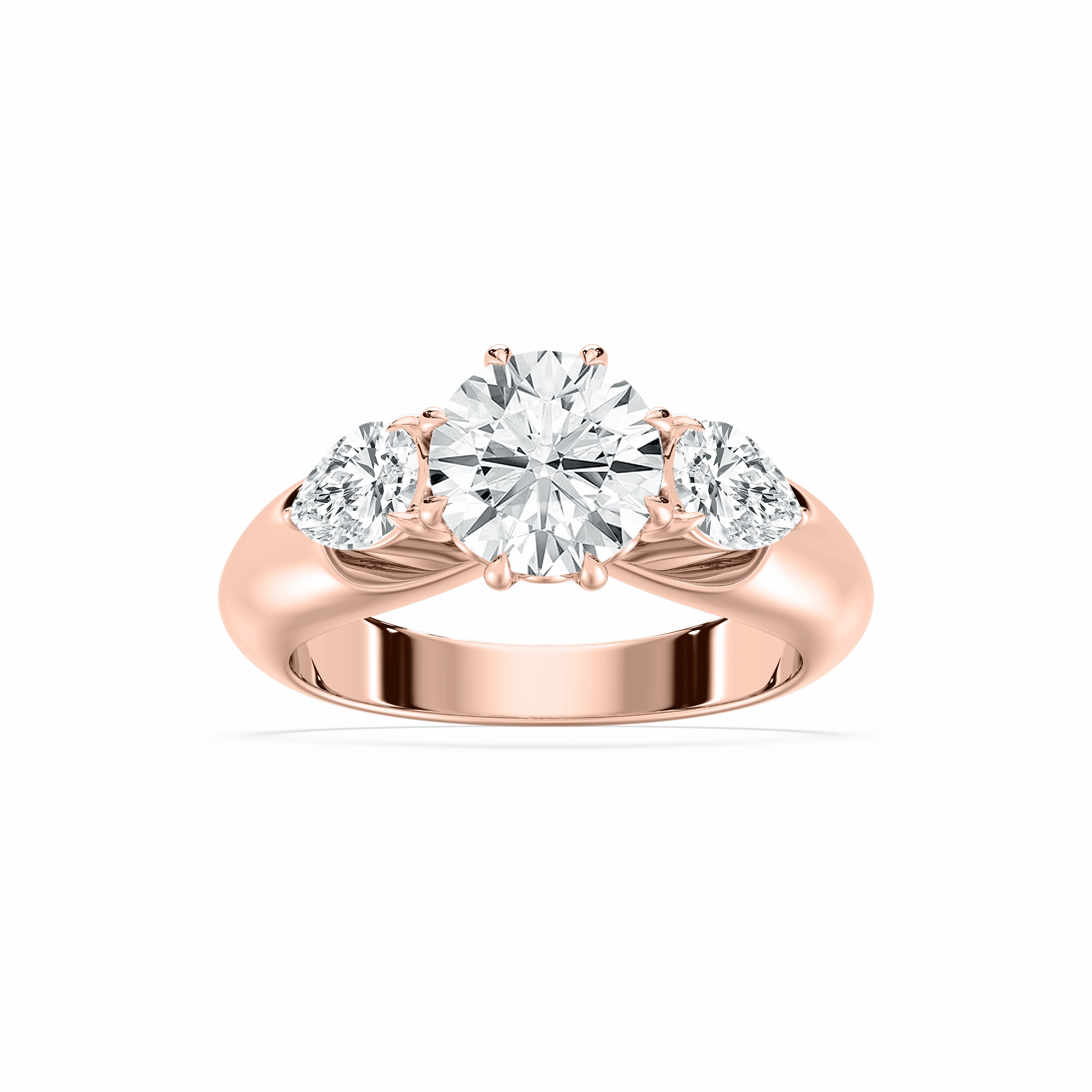 Anaiah 3 ctw Round Lab Grown Diamond Pear Duo Three Stone Engagement Ring Love Token Beauty Accessory