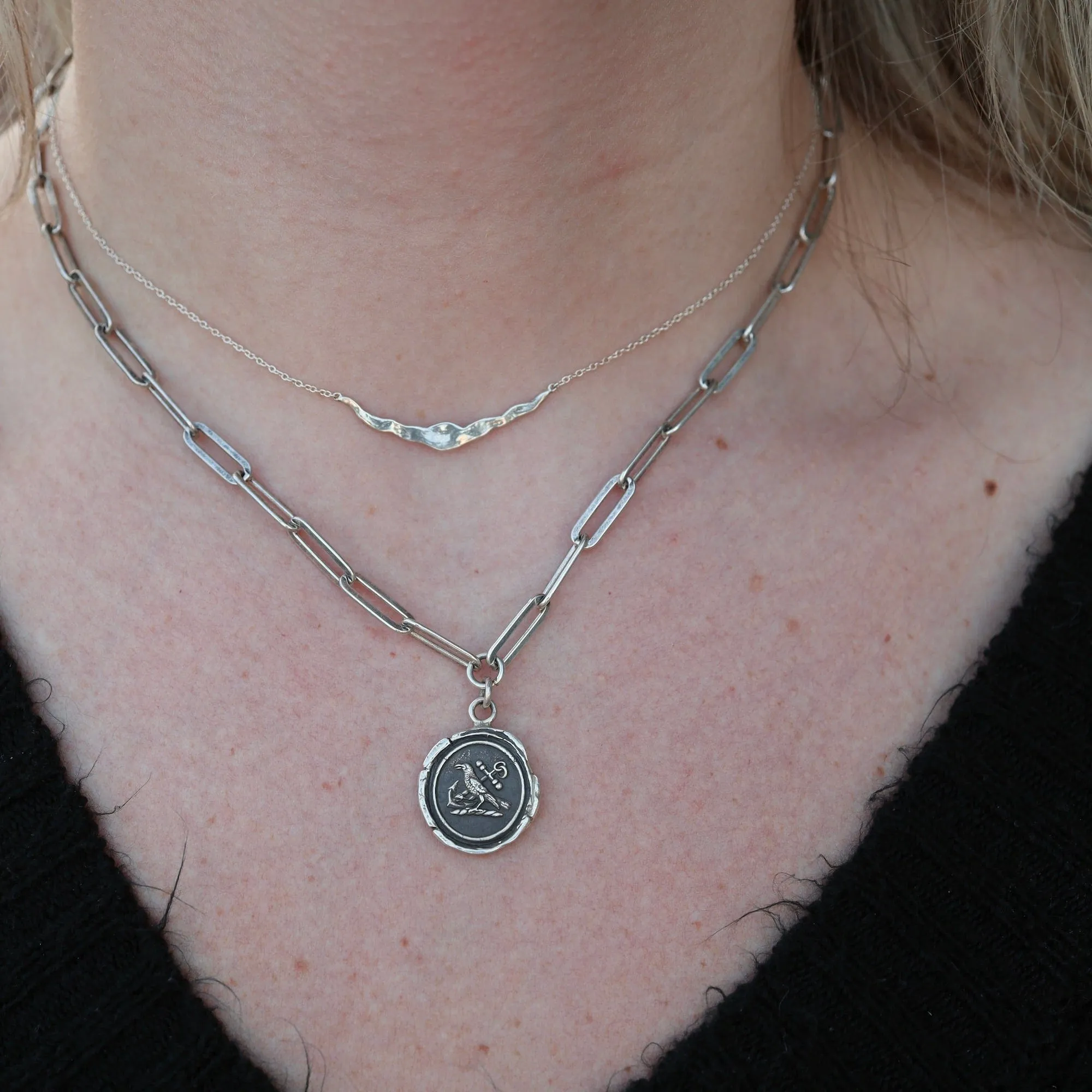 Anchor Your Mind Oxidized Large Paperclip Chain Necklace