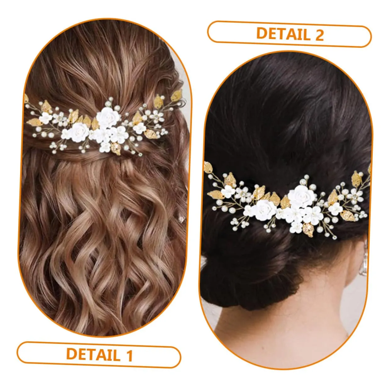 Angoily Gold Wedding Hair Piece Pearl Bridal Hair Comb Wedding Headpiece for Women