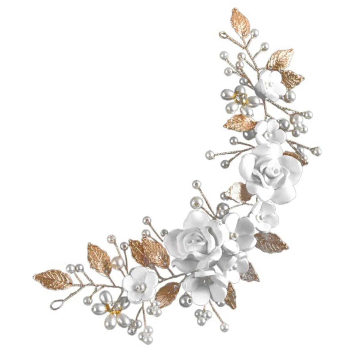 Angoily Gold Wedding Hair Piece Pearl Bridal Hair Comb Wedding Headpiece for Women