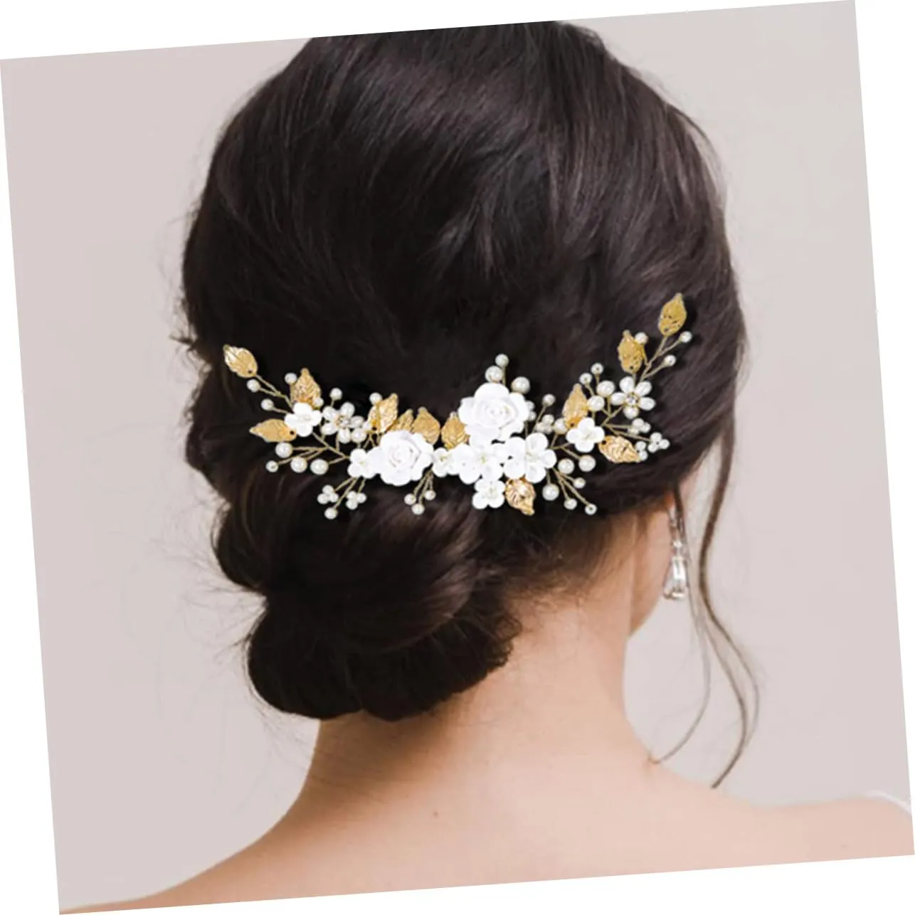 Angoily Gold Wedding Hair Piece Pearl Bridal Hair Comb Wedding Headpiece for Women