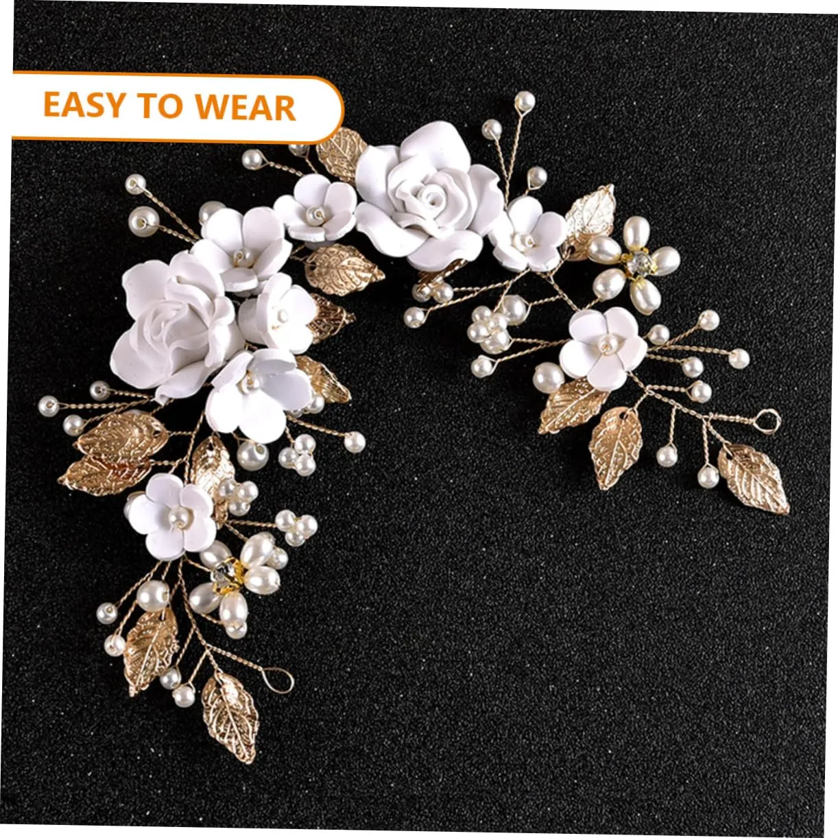 Angoily Gold Wedding Hair Piece Pearl Bridal Hair Comb Wedding Headpiece for Women
