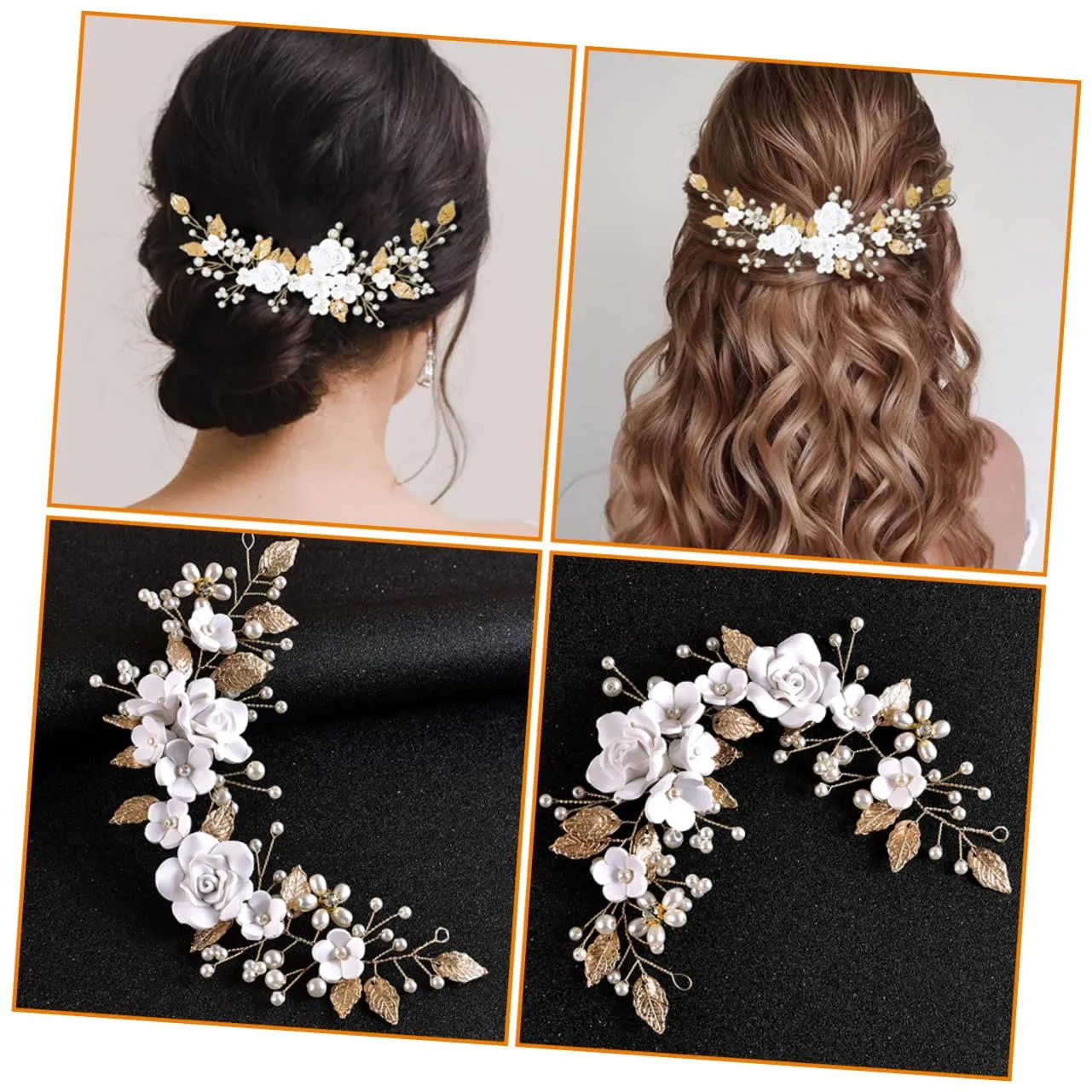 Angoily Gold Wedding Hair Piece Pearl Bridal Hair Comb Wedding Headpiece for Women