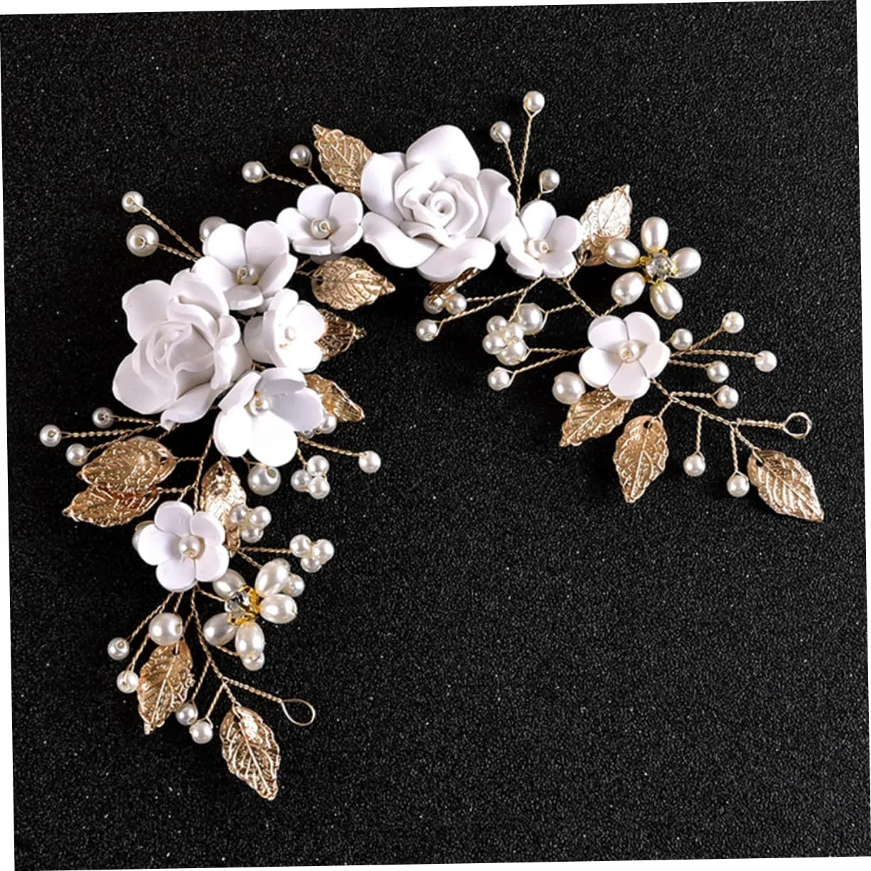 Angoily Gold Wedding Hair Piece Pearl Bridal Hair Comb Wedding Headpiece for Women