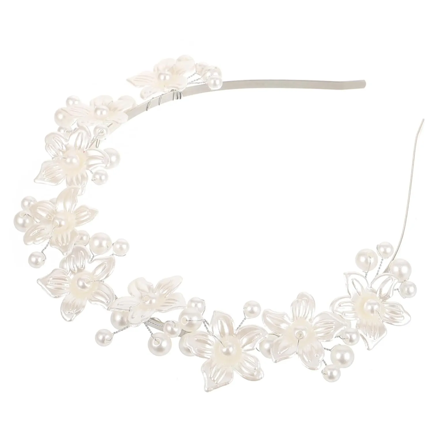 Angoily Luxurious Pearl Flower Headband Bridal Headpiece Safe Comfortable for Women