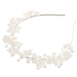 Angoily Luxurious Pearl Flower Headband Bridal Headpiece Safe Comfortable for Women