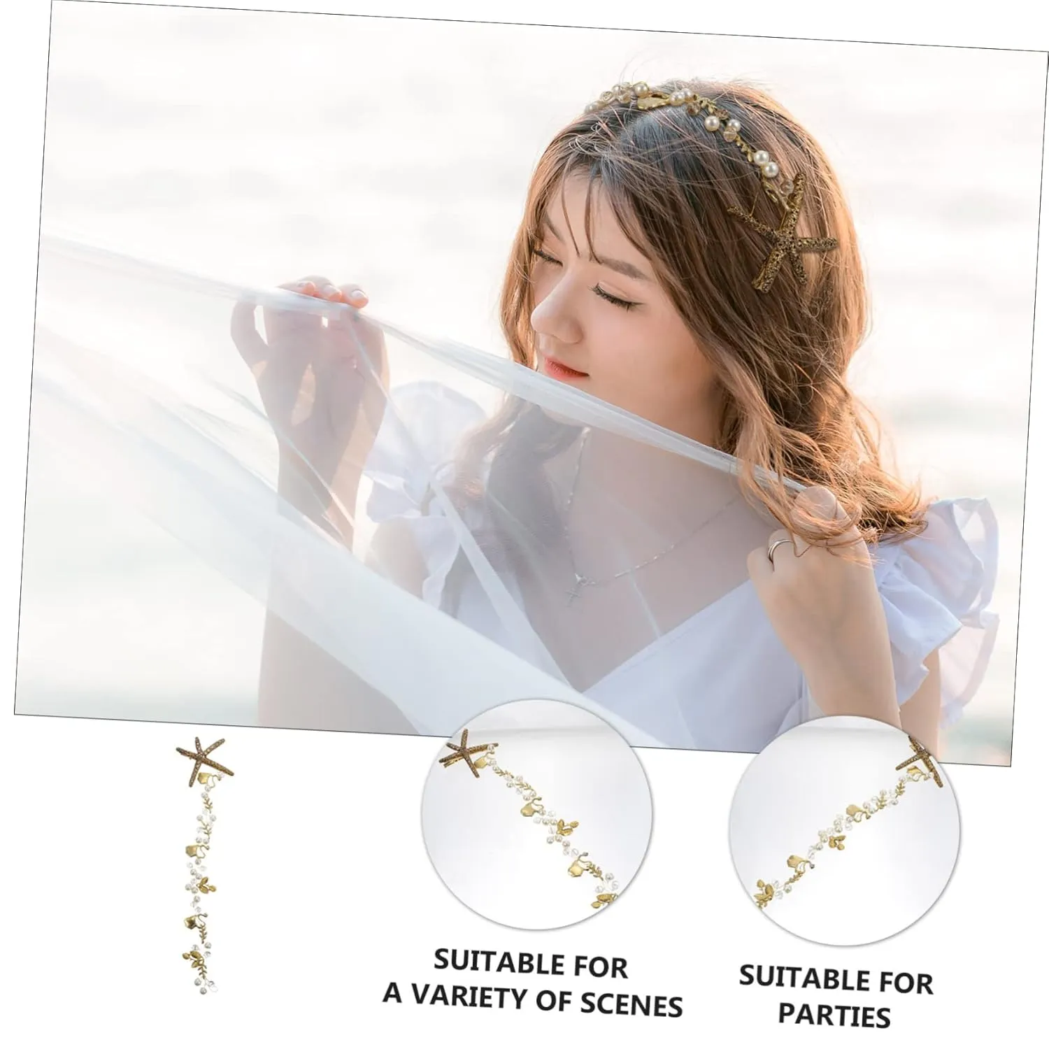 Angoily Pearl Hoops Headband Wedding Headpiece for Bride Fashion Jewelry for Women