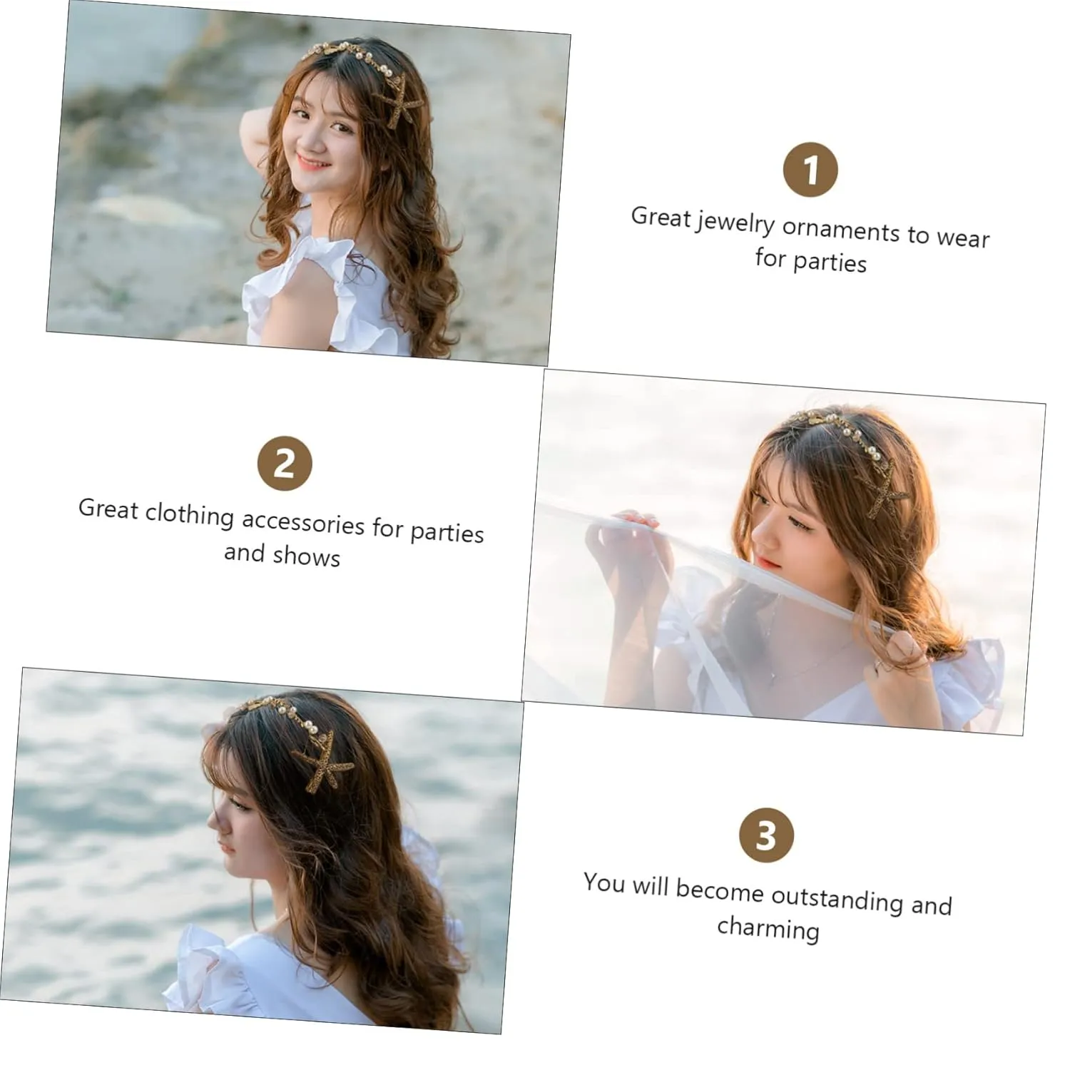 Angoily Pearl Hoops Headband Wedding Headpiece for Bride Fashion Jewelry for Women