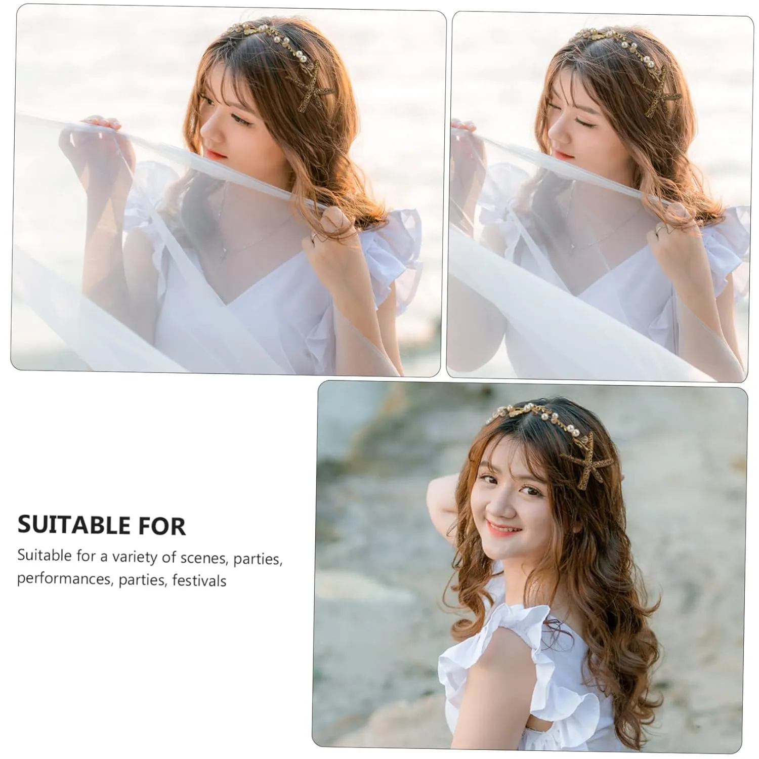 Angoily Pearl Hoops Headband Wedding Headpiece for Bride Fashion Jewelry for Women