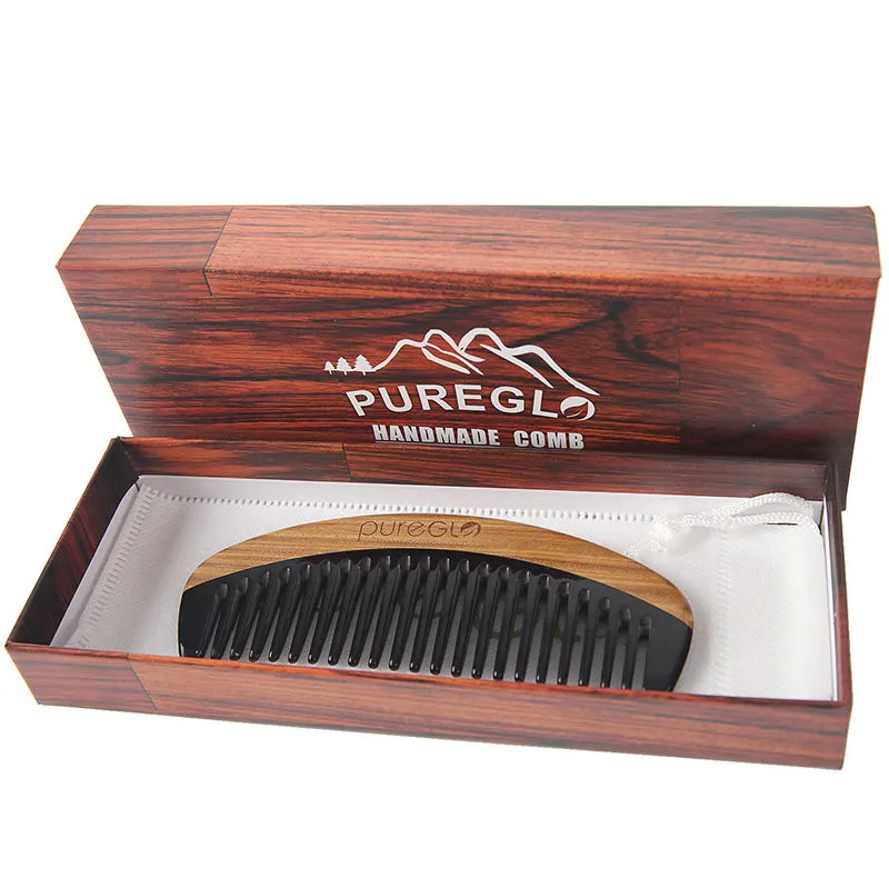 Anti-Static Horn Sandalwood Wooden Wide Tooth Hair Comb