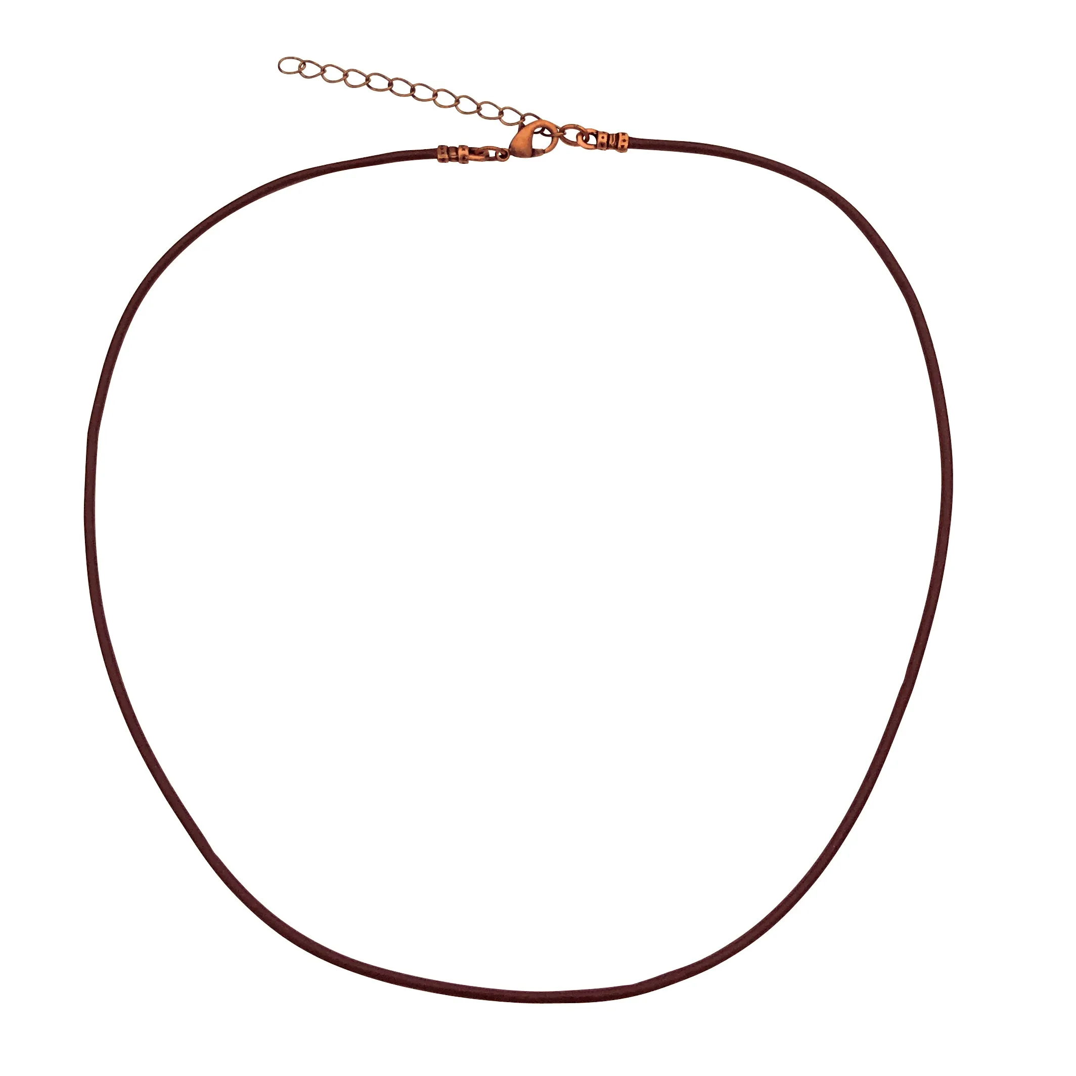 Antique Copper 1.8mm Fine Brown Leather Cord Necklace with Extender Chain